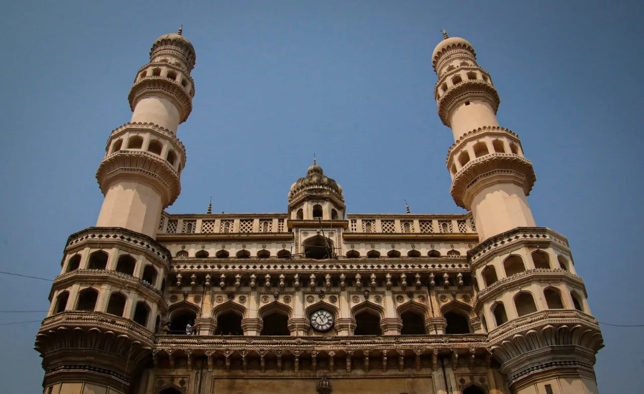 Iconic Charminar a symbol of Islamic heritage in Hyderabad Deccan.
