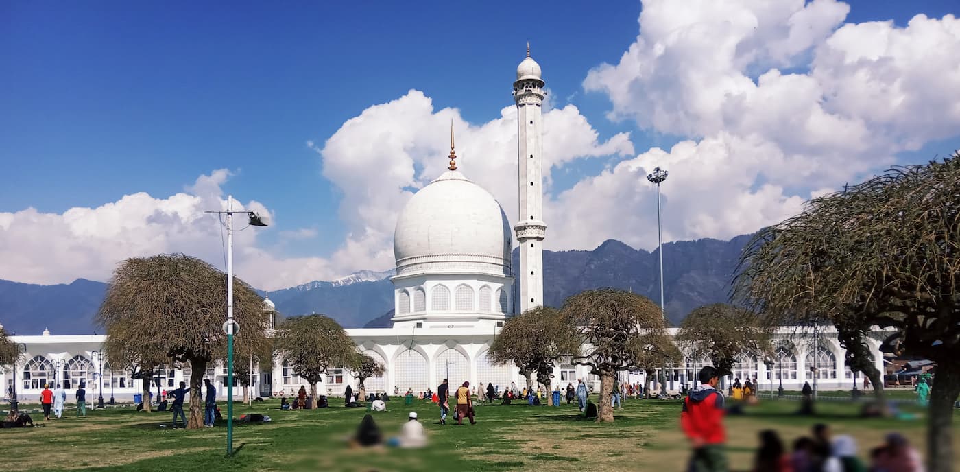 Hazratbal Shrine on Dal Lake, a revered Islamic heritage site in Kashmir