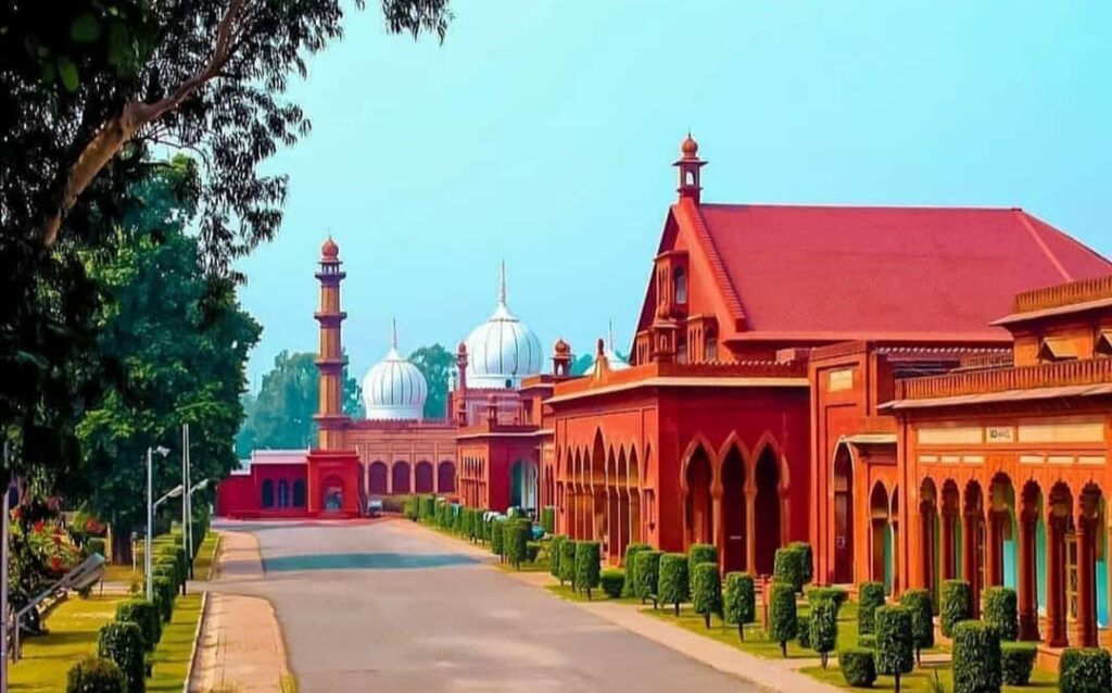 View of the historic Aligarh Muslim University campus, showcasing its blend of Islamic and British architecture