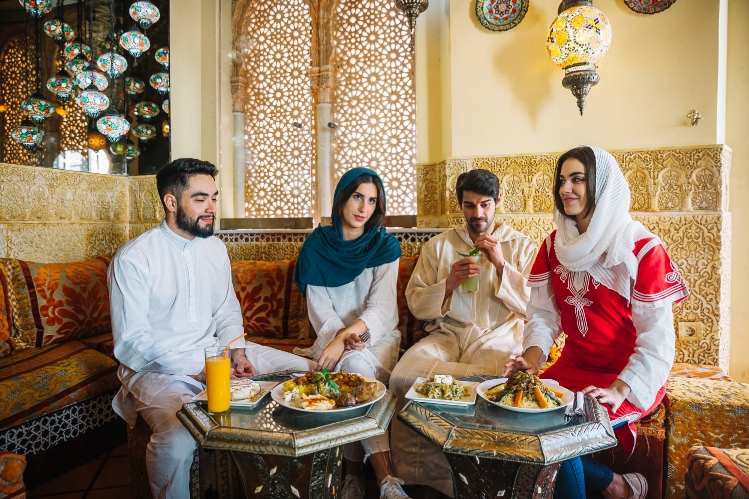 Muslim family enjoying Halal dinner on our Bangalore Mysore Coorg tour package