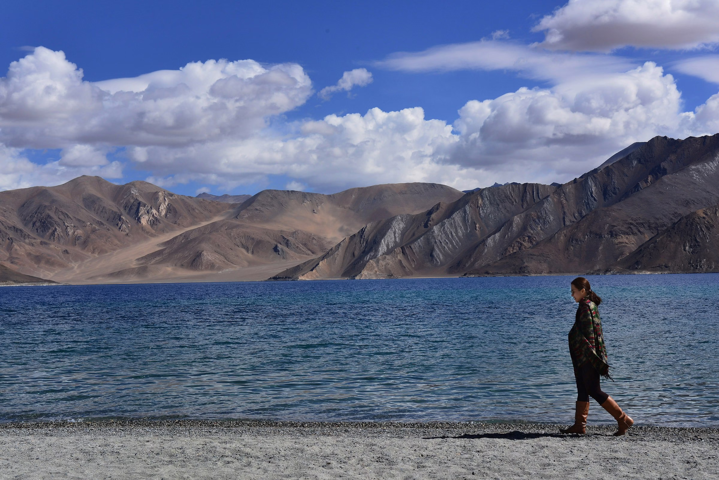 Muslim travelers exploring Pangong Lake on a halal trip Ladakh