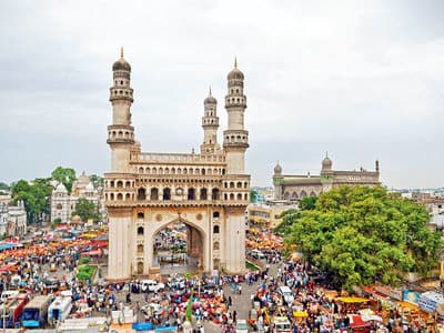 Iconic Charminar, a symbol of Islamic heritage on a Halal-friendly Hyderabad tour
