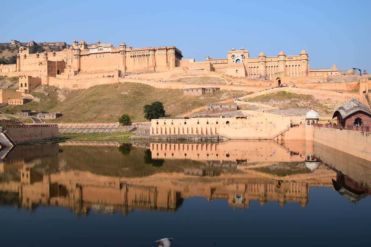 Halal travel Jaipur guide — view of Amber Fort at sunrise