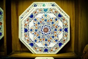 Skilled artisans in Agra practicing traditional marble inlay craftsmanship passed down through generations