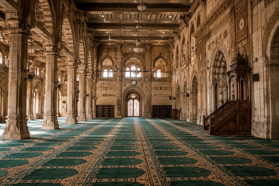 Prayer at a historic mosque during a Halal-friendly trip to Ahmedabad