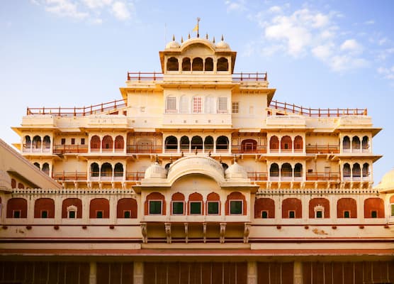 Muslim travelers exploring City Palace during a Halal Jaipur tour
