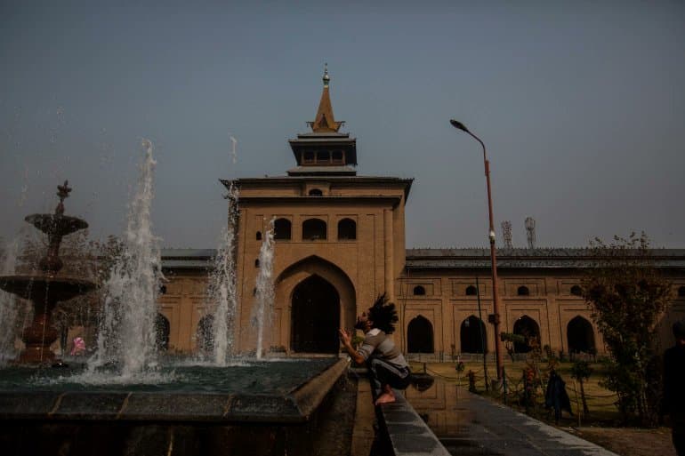 14th-century Jamia Masjid with its wooden pillar architecture