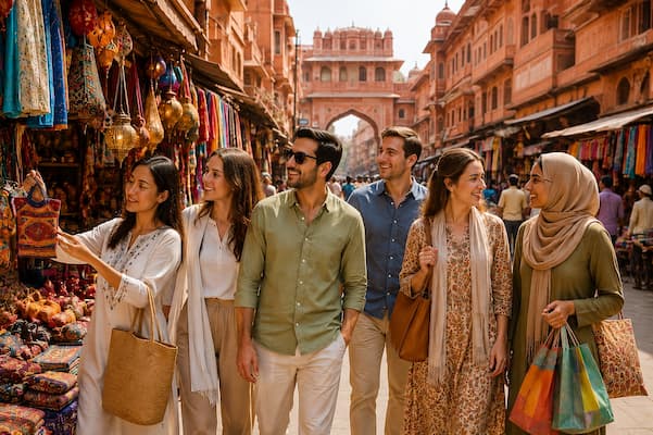 Local bazaar shopping experience during a Halal Jaipur trip