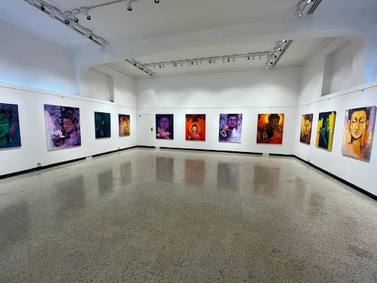 Contemporary artwork on display at Jehangir Art Gallery, Mumbai's premier art venue