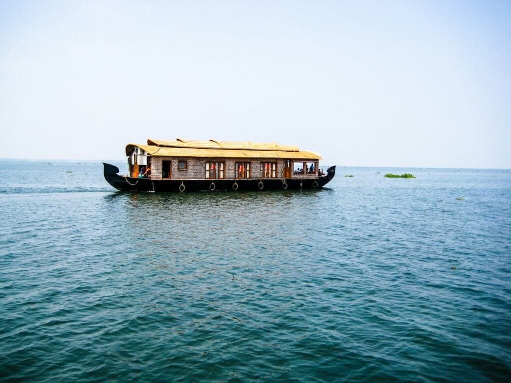 Muslim travelers enjoying a Halal-friendly backwater boat cruise near Kochi