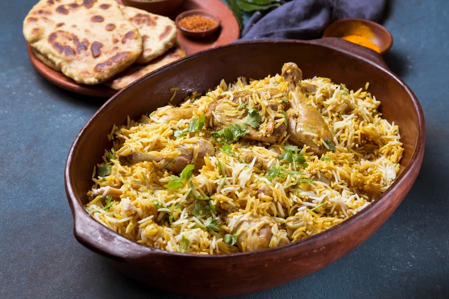 Halal food in Kumarakom — traditional Kerala seafood and biryani meal