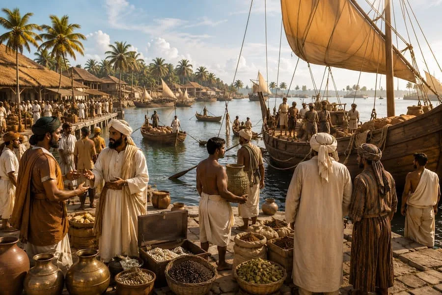 The ancient port of Muziris, where Arab traders first arrived, shaping Kerala's Islamic heritage