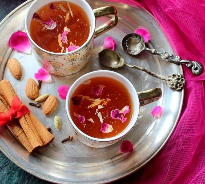 Traditional Kahwa tea served to Muslim travelers in Pahalgam