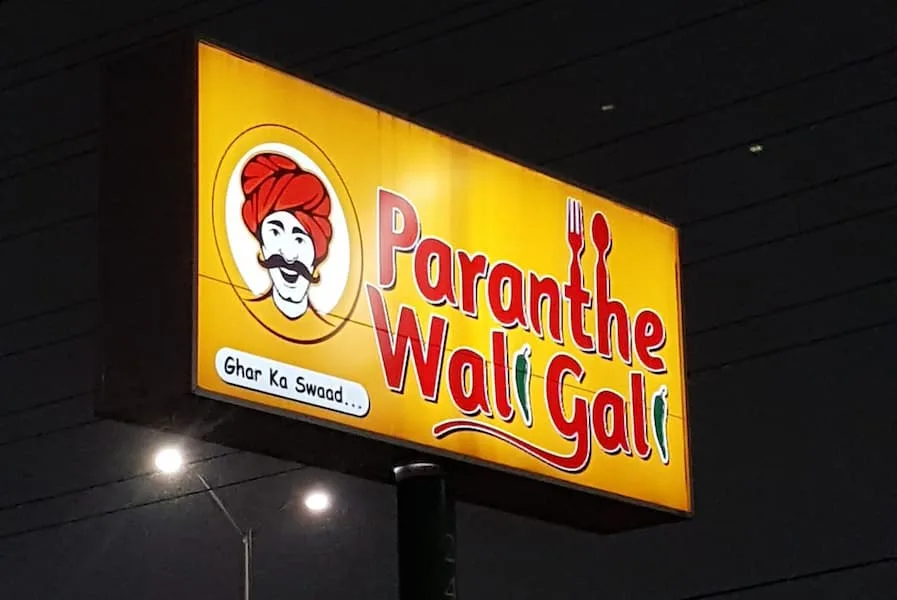 Famous stuffed parathas served at Paranthe Wali Gali, a halal-friendly street food lane in Old Delhi