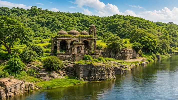 A heritage mosque inside Ranthambore Fort, offering prayer facilities for Muslim travelers