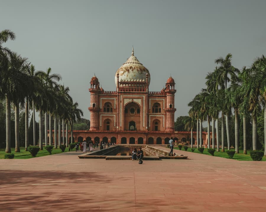Safdarjung Tomb's char-bagh garden layout, the last flourish of Mughal tomb architecture in Delhi