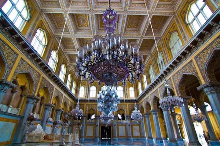 Muslim family visiting Chowmahalla Palace, once the seat of the Nizams
