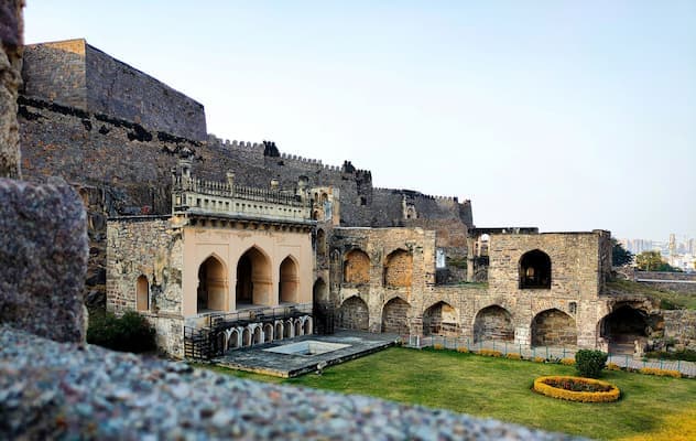 Golconda Fort's fortified ramparts, a historic stop on this Hyderabad Halal Travel Guide