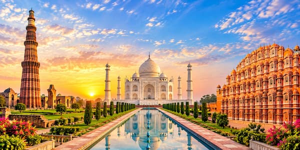 Muslim family visiting the Taj Mahal on the Golden Triangle Tour