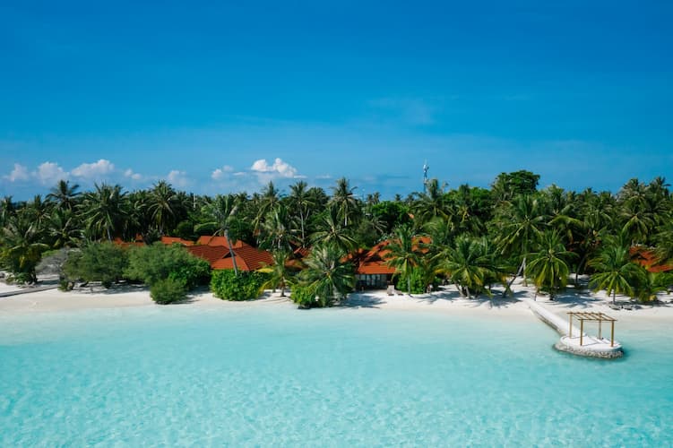 Muslim family at a private overwater cottage in Lakshadweep