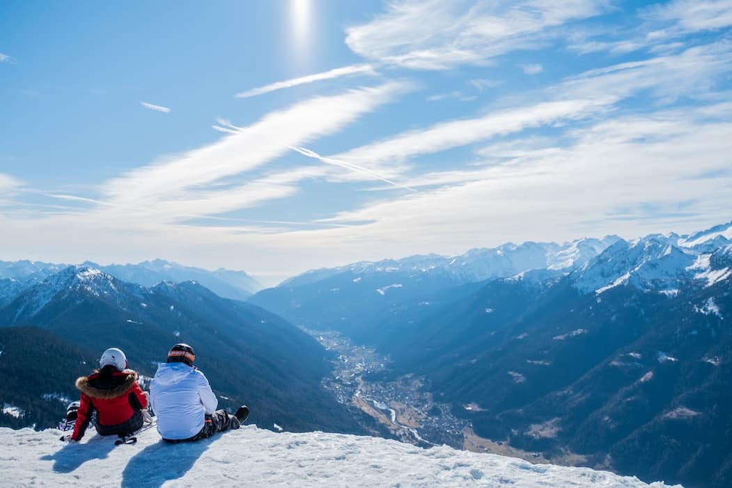 Muslim couple admiring snow-capped peaks at Rohtang Pass, Manali