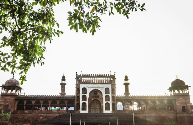 Muslim family visiting Moti Masjid, built by Begum Sikandar Jahan, in Bhopal