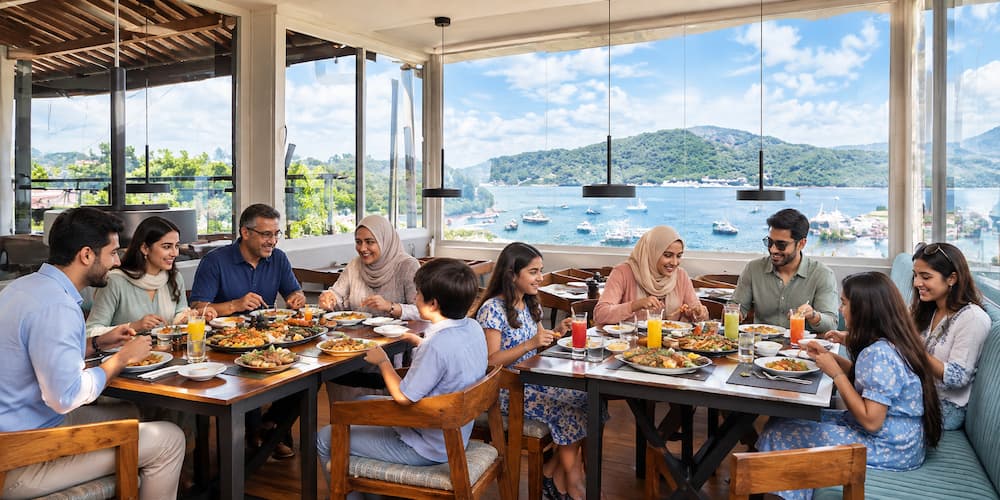 Muslim family enjoying Halal food dining in Port Blair, Andaman