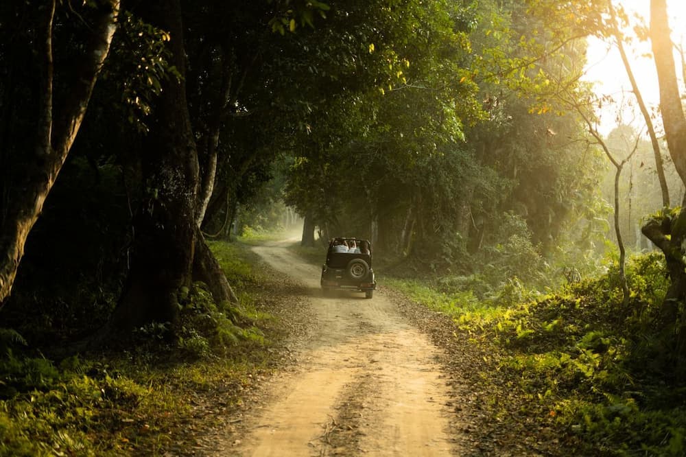 Muslim family on a jungle jeep safari in Jim Corbett National Park