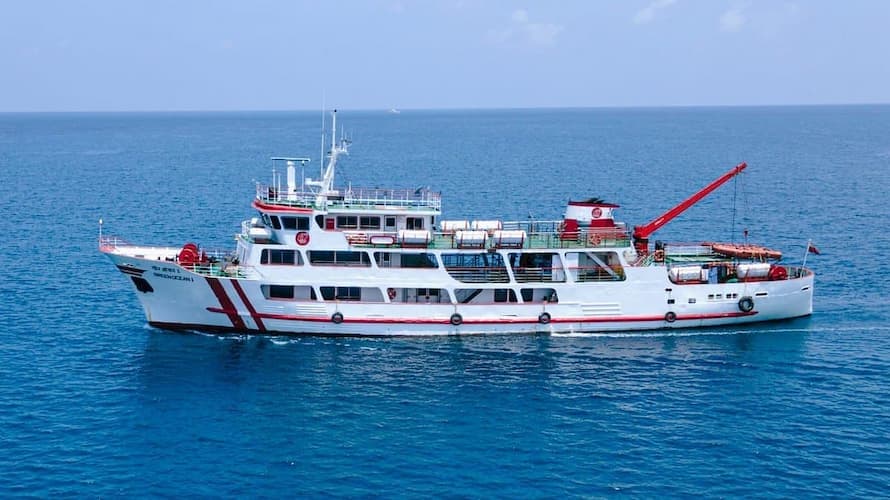 Muslim honeymoon couple travelling by ferry from Port Blair to Havelock Island