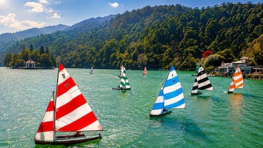 Muslim family boating on Naini Lake, Nainital