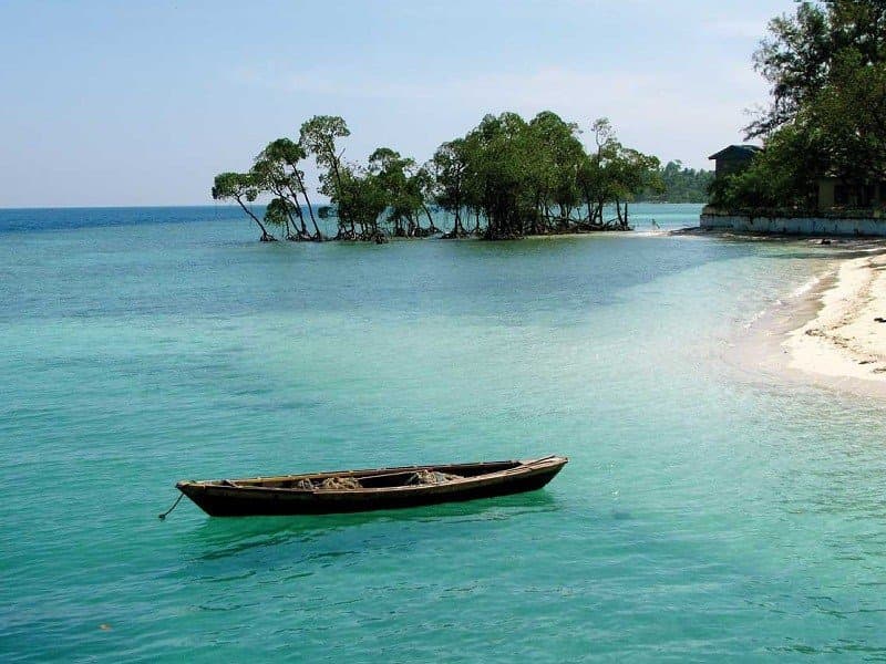 Muslim family enjoying coral reefs and marine life at North Bay Island, Andaman