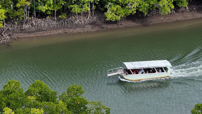 Muslim family on a boat safari through the Sundarbans mangrove forests near Kolkata