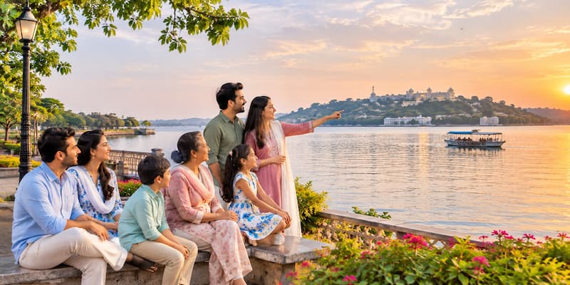 Muslim family enjoying Upper Lake, also known as Bhojtaal, India's oldest man-made lake