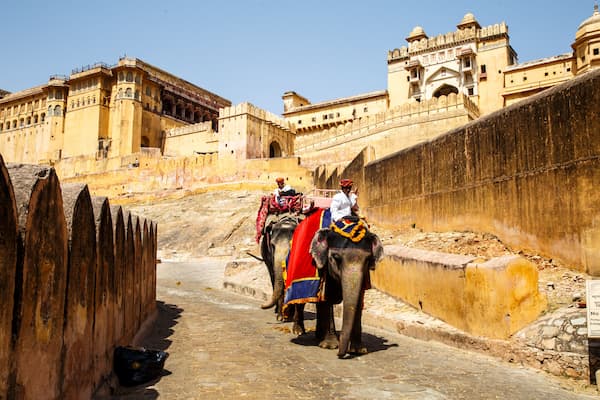 Muslim family at Amber Fort, a UNESCO World Heritage Site near Jaipur